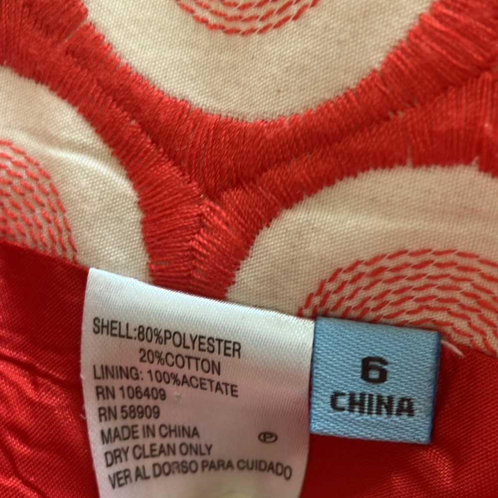 Antonio Melani Bertie Pencil Skirt in Orange- Red & White W/ Gold Tone Sz 6- EUC - Picture 12 of 13